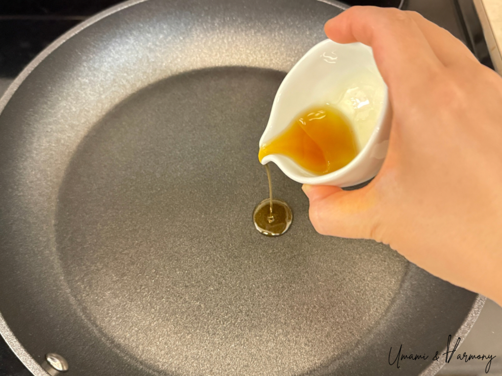 Cooking oil poured into a stir-fry pan