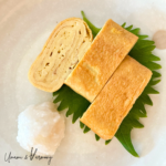 Tamagoyaki served in a plate with grated Daikon