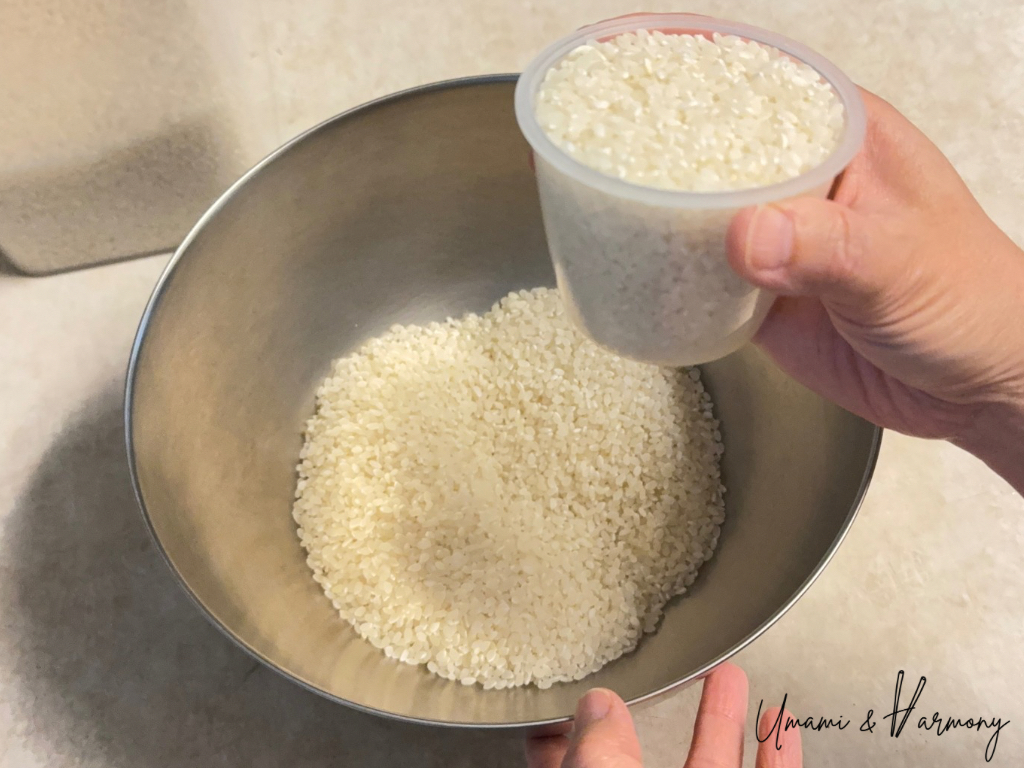 sushi rice measured with a rice cup