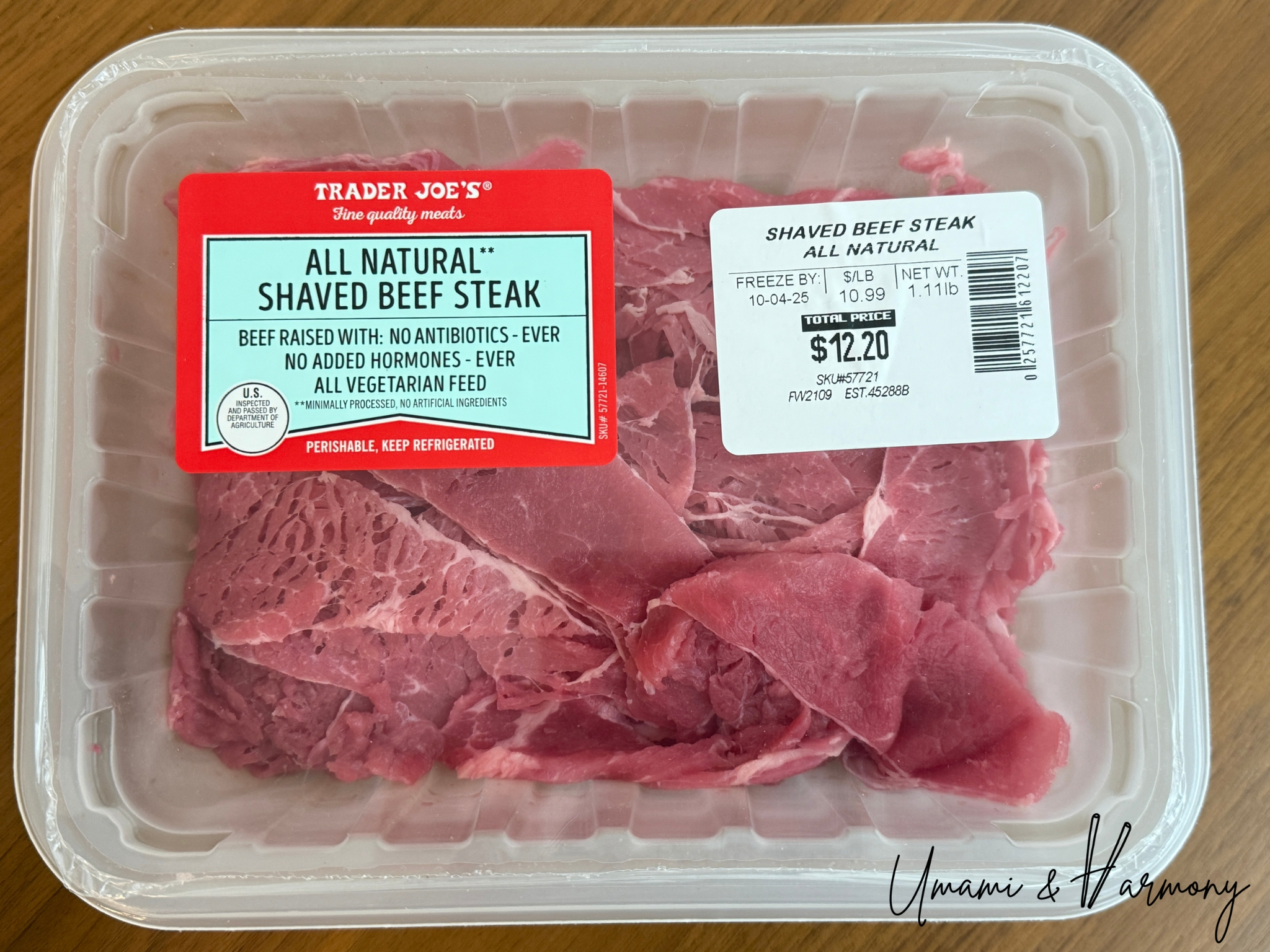 A package of shaved beef steak used for Gyudon