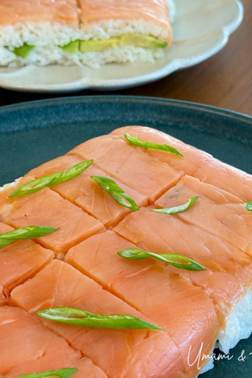Pressed smoked salmon sushi
