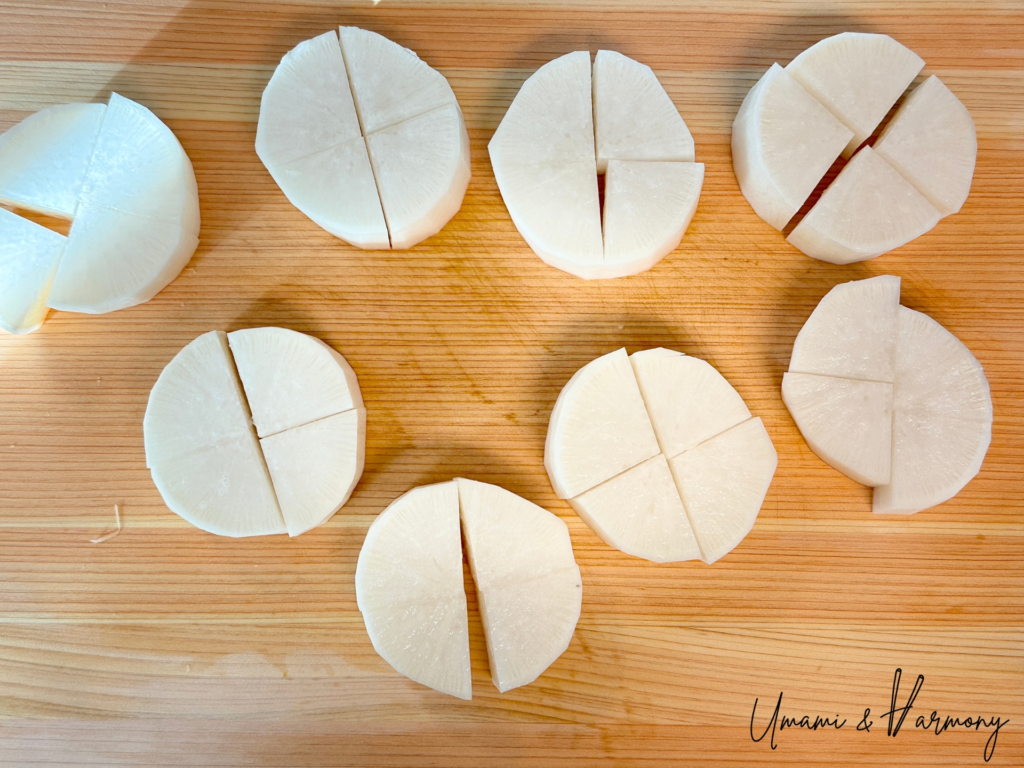 Daikon radish cut into 1-inch quarter-round pieces