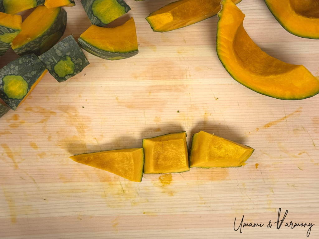 Kabocha wedges cut into 1.5 to 2-inch bite-size pieces
