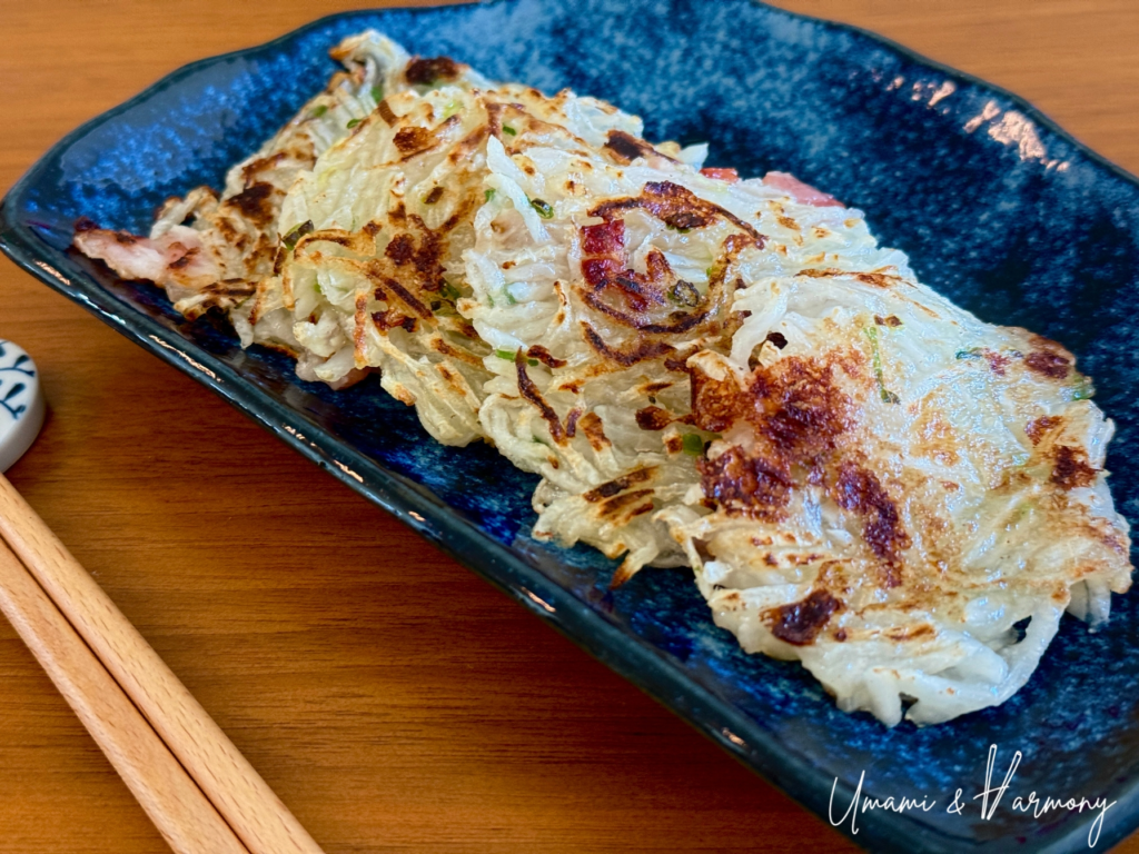 Easy pan-fried daikon mochi served on a plate