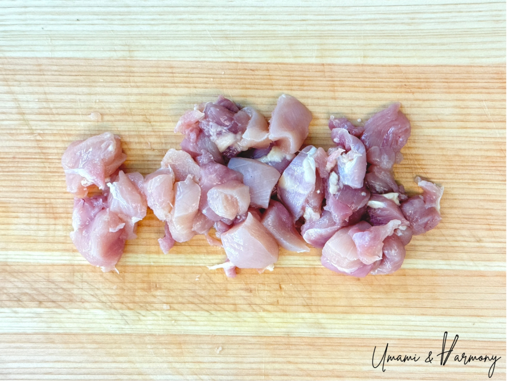 Chicken cut into bite-sized pieces
