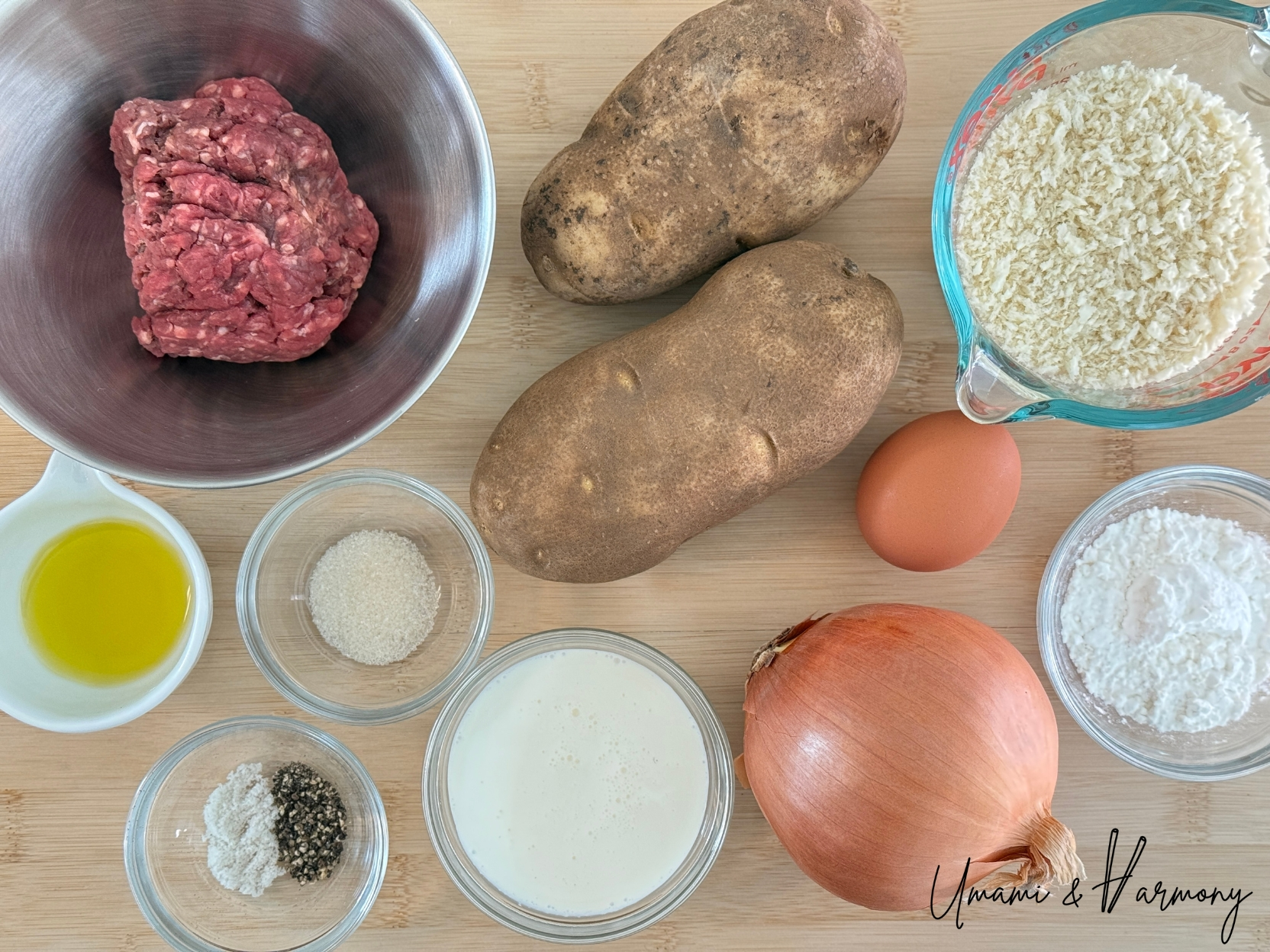 Ingredients for Japanese Potato Croquettes (Korokke)