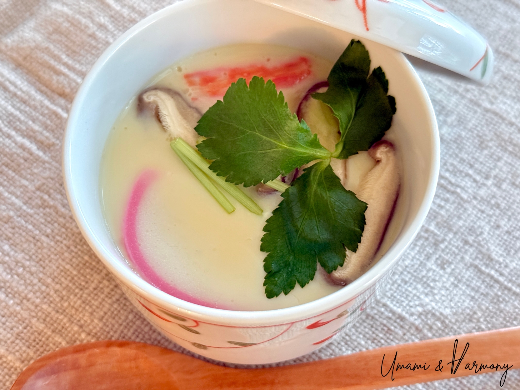 Chawanmushi (Japanese savory egg custard) served in a cup