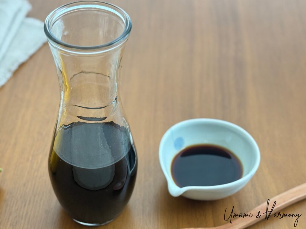 Homemade ponzu sauce with Meyer lemon in a glass jar