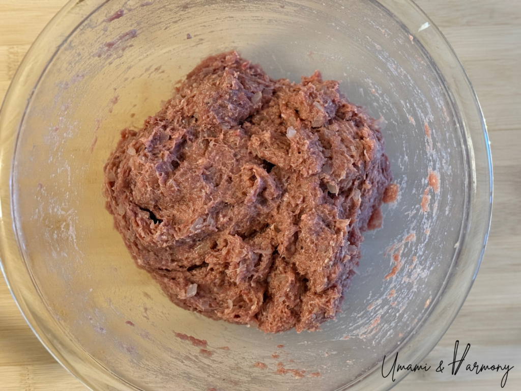 Hamburg steak mixture well combined