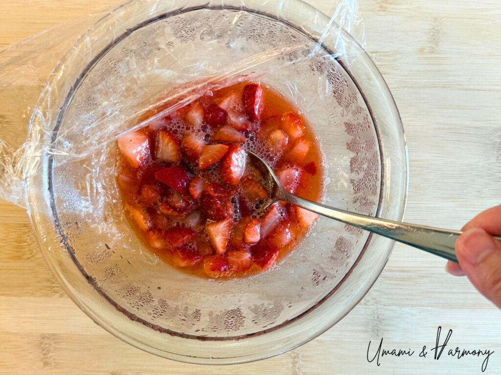 Strawberry sauce after heating and softening