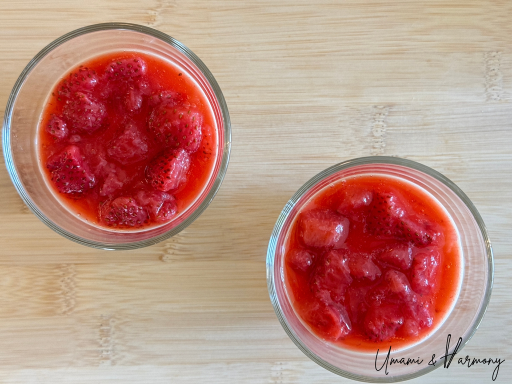 Strawberry panna cotta ready to serve