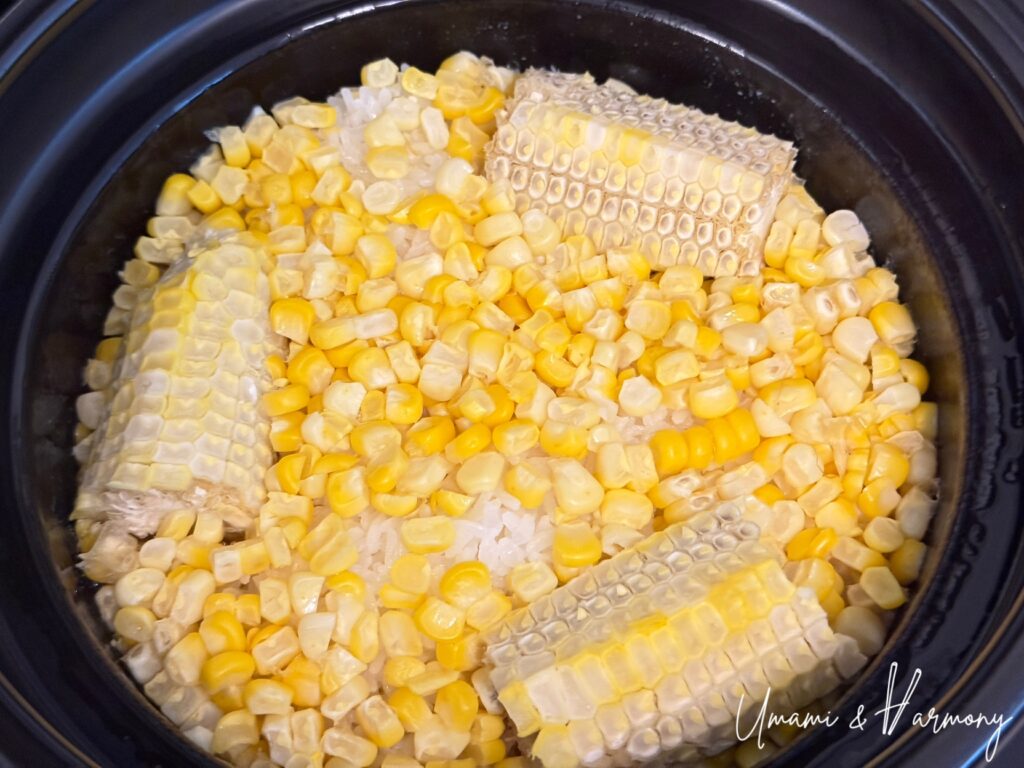 Japanese corn rice after cooking