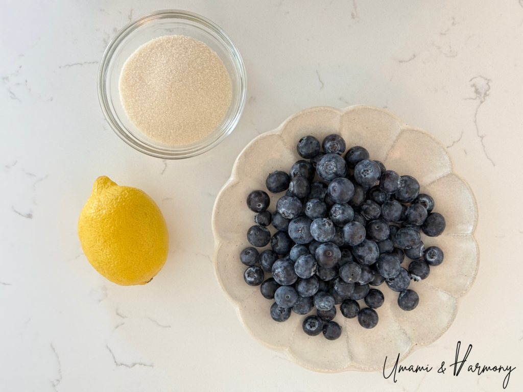 Ingredients for blueberry sauce