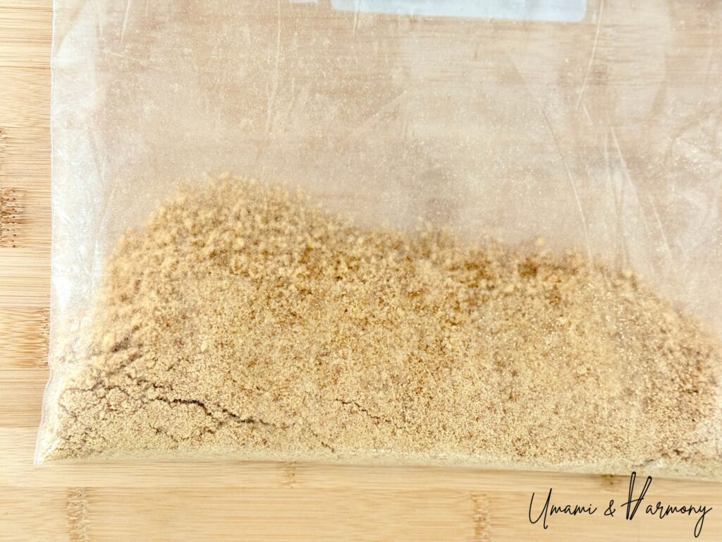 Graham crackers crushed in a plastic bag