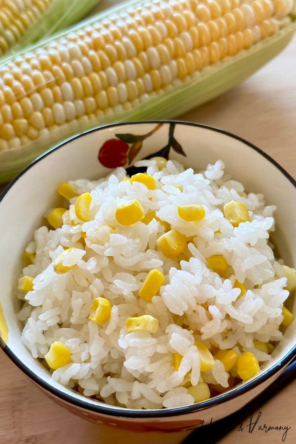 Japanese corn rice made with fresh summer corn