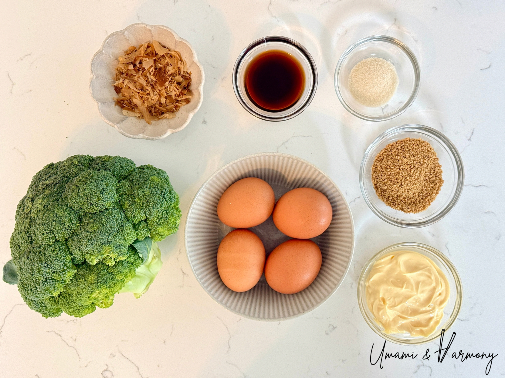 Ingredients for Japanese Broccoli and Egg Salad