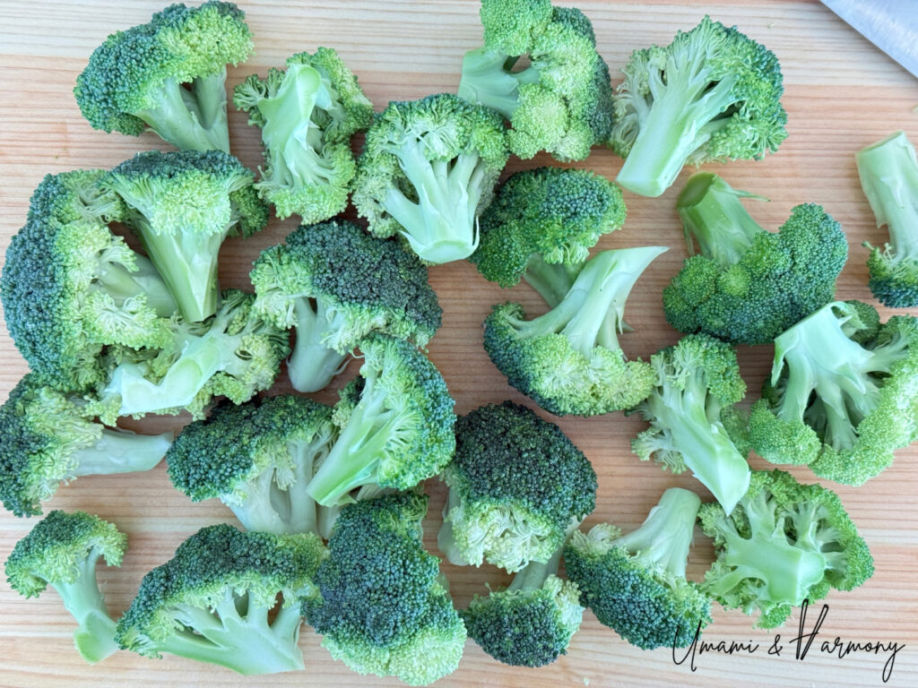 Fresh broccoli cut into florets